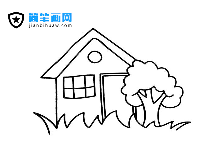 樹(shù)木里的小房子簡(jiǎn)筆畫(huà)圖片