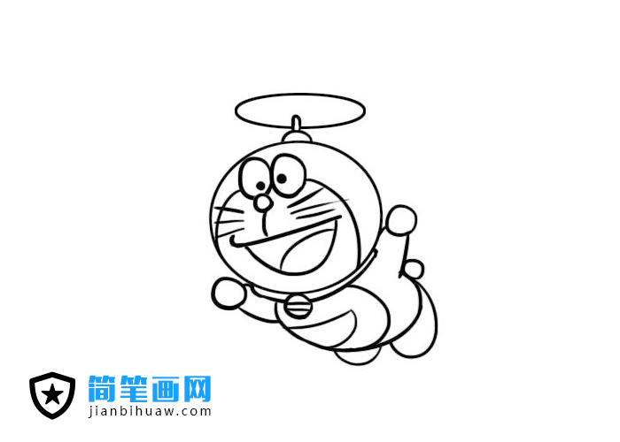 哆啦A夢飛行的機(jī)器貓簡筆畫圖片