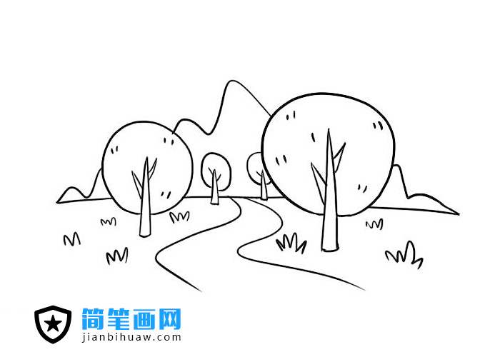 樹木場(chǎng)景簡(jiǎn)筆畫圖片含上色