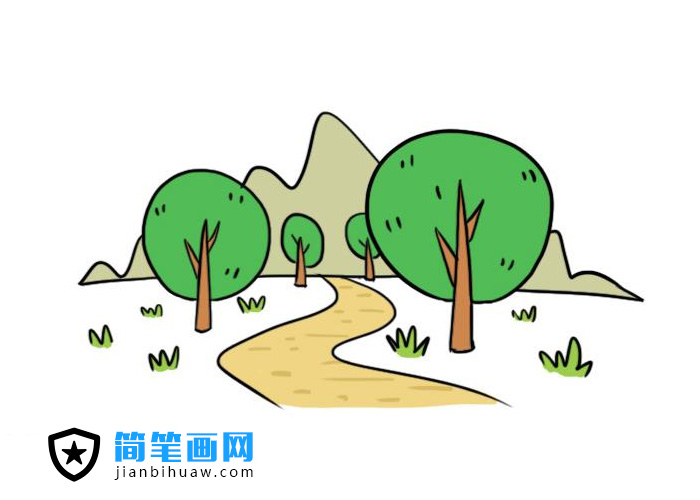 樹木場(chǎng)景簡(jiǎn)筆畫圖片含上色