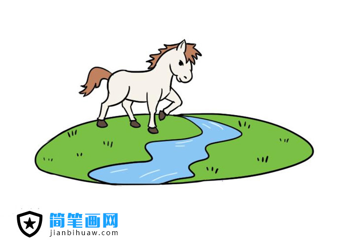 小馬過河簡筆畫圖片含上色
