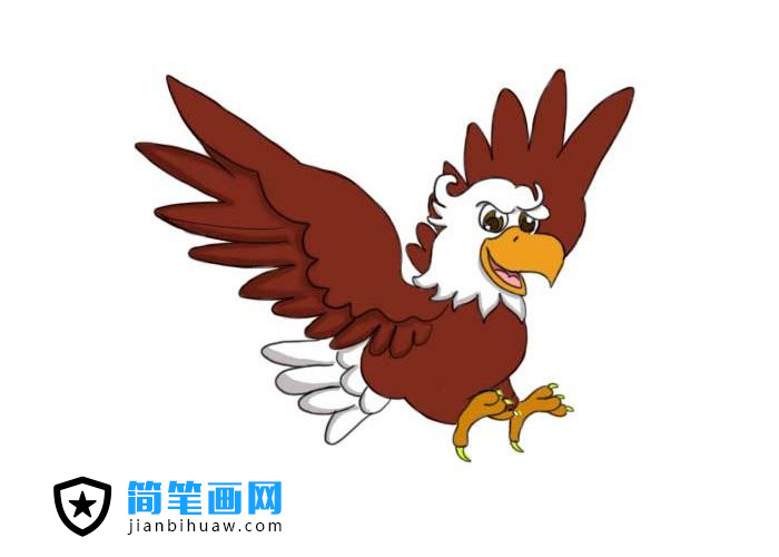 飛翔的老鷹簡筆畫圖片含上色