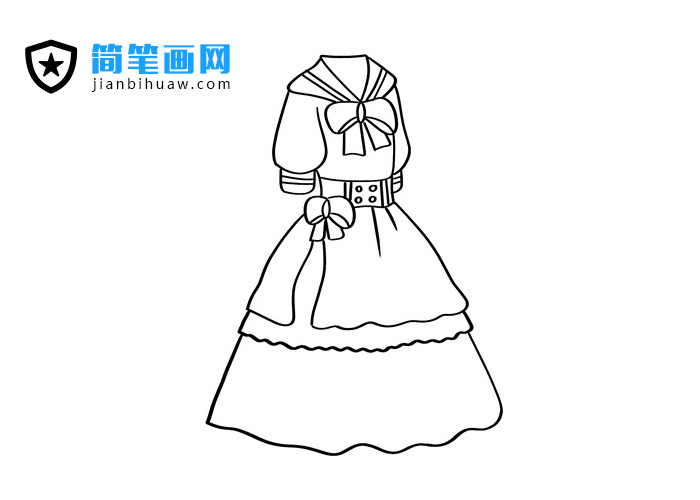 漂亮的藍(lán)色裙子簡筆畫圖片