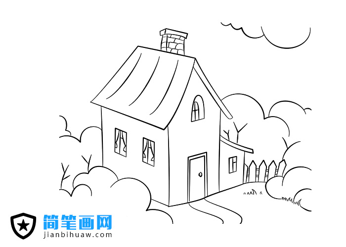漂亮的小房子簡筆畫圖片