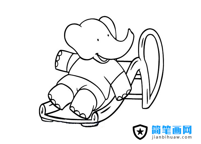 在玩滑滑梯的大象簡(jiǎn)筆畫(huà)圖片