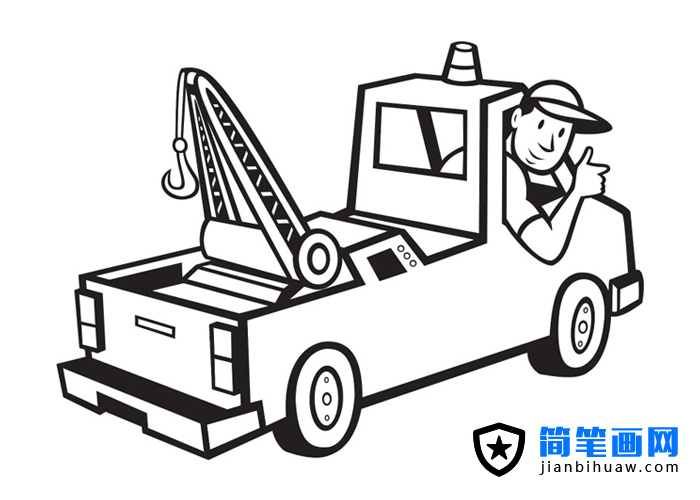 吊車(chē)司機(jī)開(kāi)著小吊車(chē)的簡(jiǎn)筆畫(huà)圖片