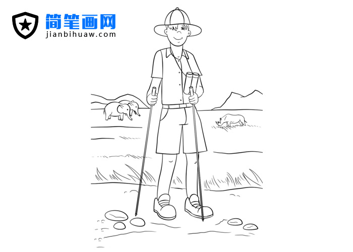 戶外徒步探險(xiǎn)人物簡(jiǎn)筆畫(huà)圖片