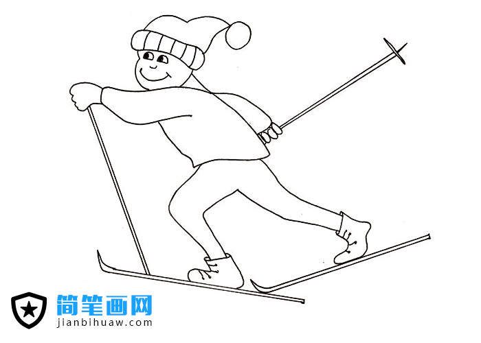 滑雪場(chǎng)滑冰的簡(jiǎn)筆畫(huà)圖片