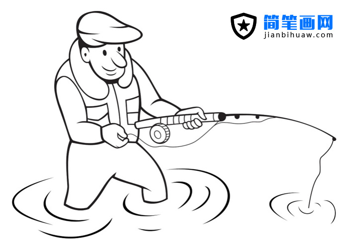 站在水里釣魚(yú)的簡(jiǎn)筆畫圖片