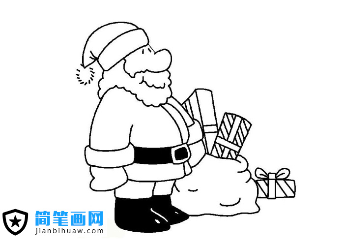 圣誕節(jié)圣誕老人送禮物的簡筆畫圖片