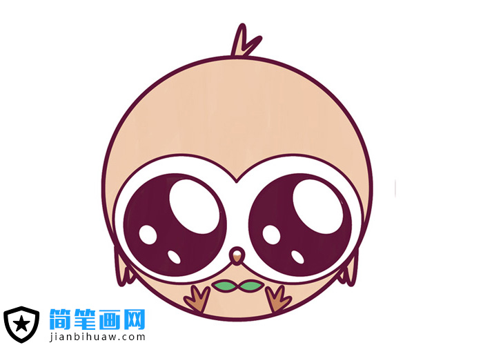 卡通圓球小鳥簡筆畫圖片